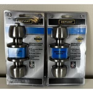 2X Defiant Brandywine Locking Bed & Bath Door Knob Stainless Steel 332 208 New